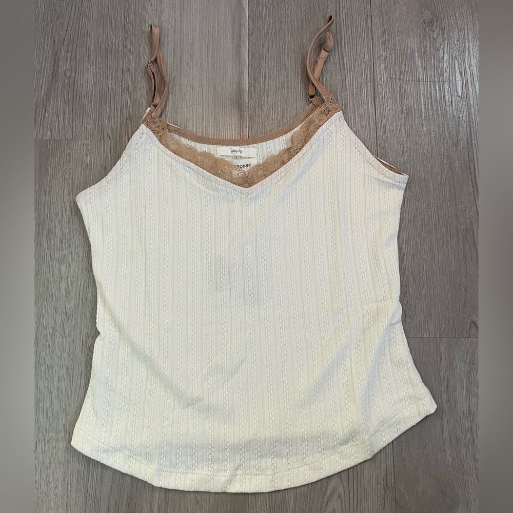 Blu Pepper Ivory Cream Lace Y2K Lounge Cami size Small